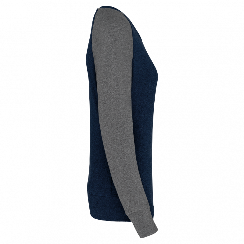 Sweat-shirt BIO bicolore col rond manches raglan femme Sweat-shirt BIO bicolore col rond manches raglan femme