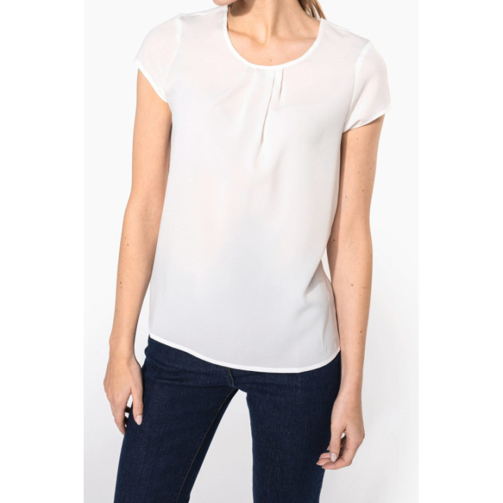 T-shirt crêpe manches courtes femme