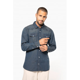 Chemise denim manches longues homme