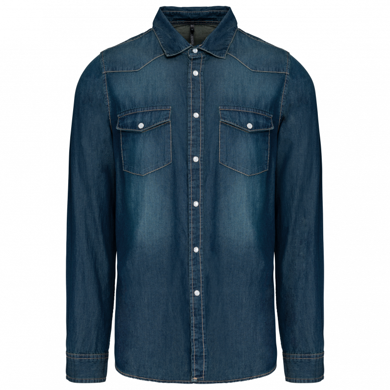 Chemise denim manches longues homme