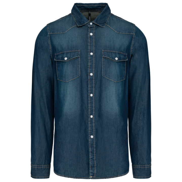 Chemise denim manches longues homme