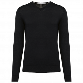 Pull homme avec un col en V, tissu coton/polyester écoresponsable (2)