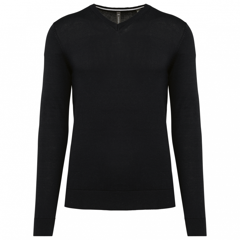 Pull homme avec un col en V, tissu coton/polyester écoresponsable Pull homme avec un col en V, tissu coton/polyester écoresponsable