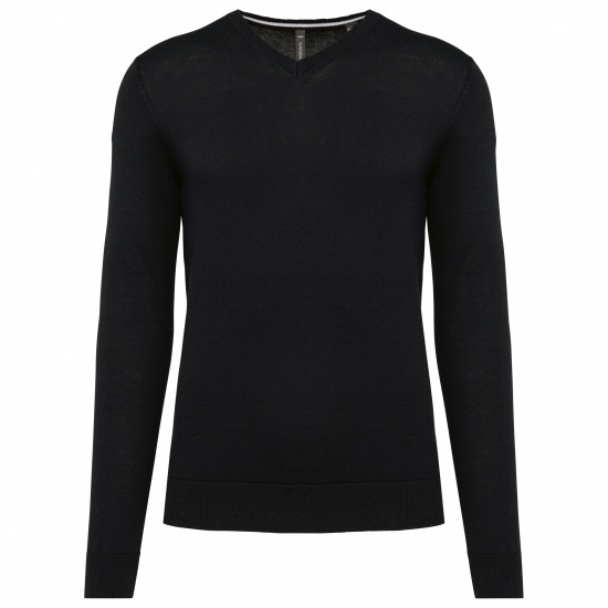 Pull homme avec un col en V, tissu coton/polyester écoresponsable