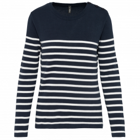 Pull Marin Femme 100% Coton avec Boutons à l'Épaule (2)