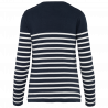 Pull Marin Femme 100% Coton avec Boutons à l'Épaule