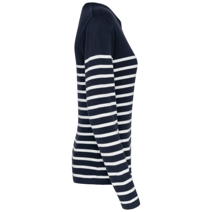 Pull Marin Femme 100% Coton avec Boutons à l'Épaule