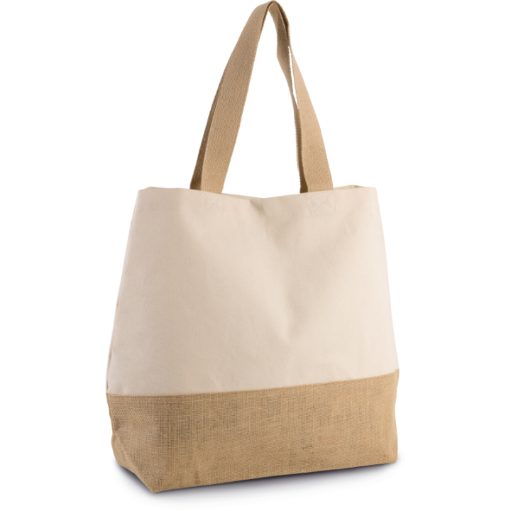 Sac shopping en toiles de coton et jute