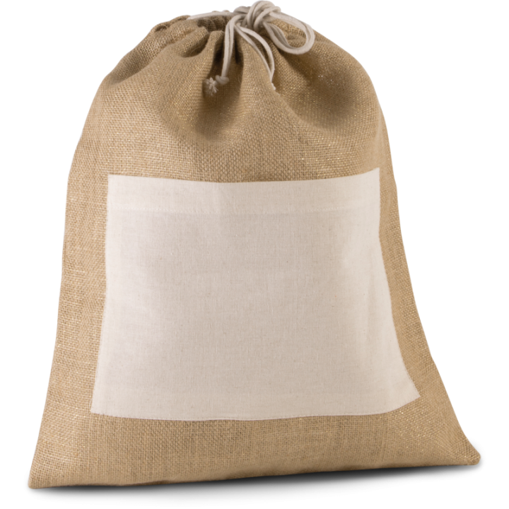 Sac en toile de jute avec cordelettes