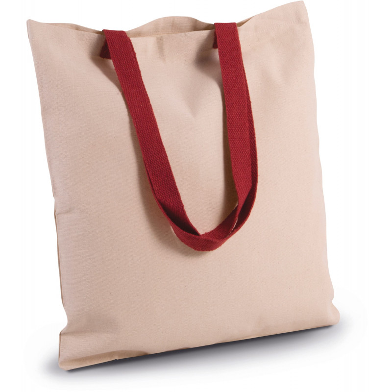 Sac shopping plat en toile avec poignée contrastée