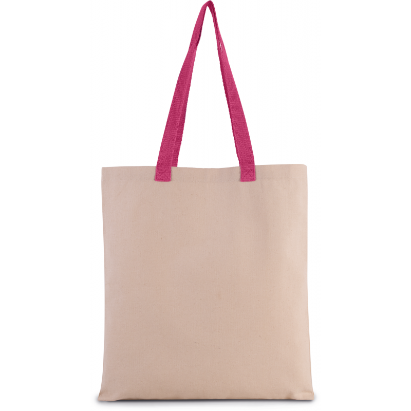 Sac shopping plat en toile avec poignée contrastée