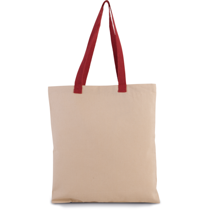 Sac shopping plat en toile avec poignée contrastée