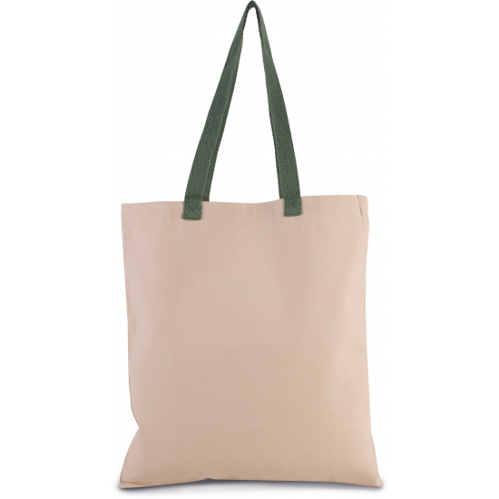 Sac shopping plat en toile avec poignée contrastée