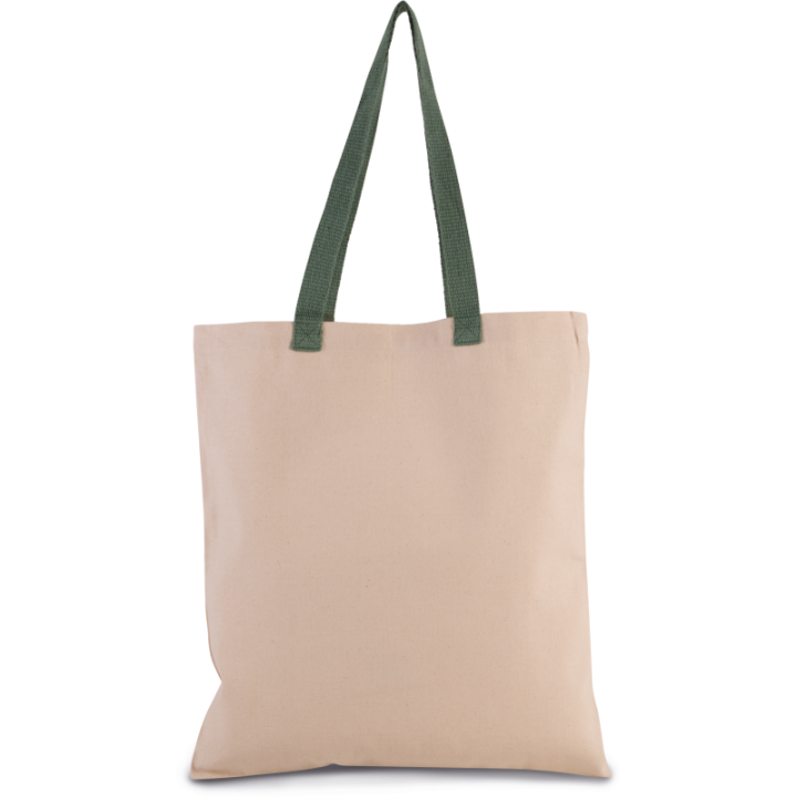 Sac shopping plat en toile avec poignée contrastée