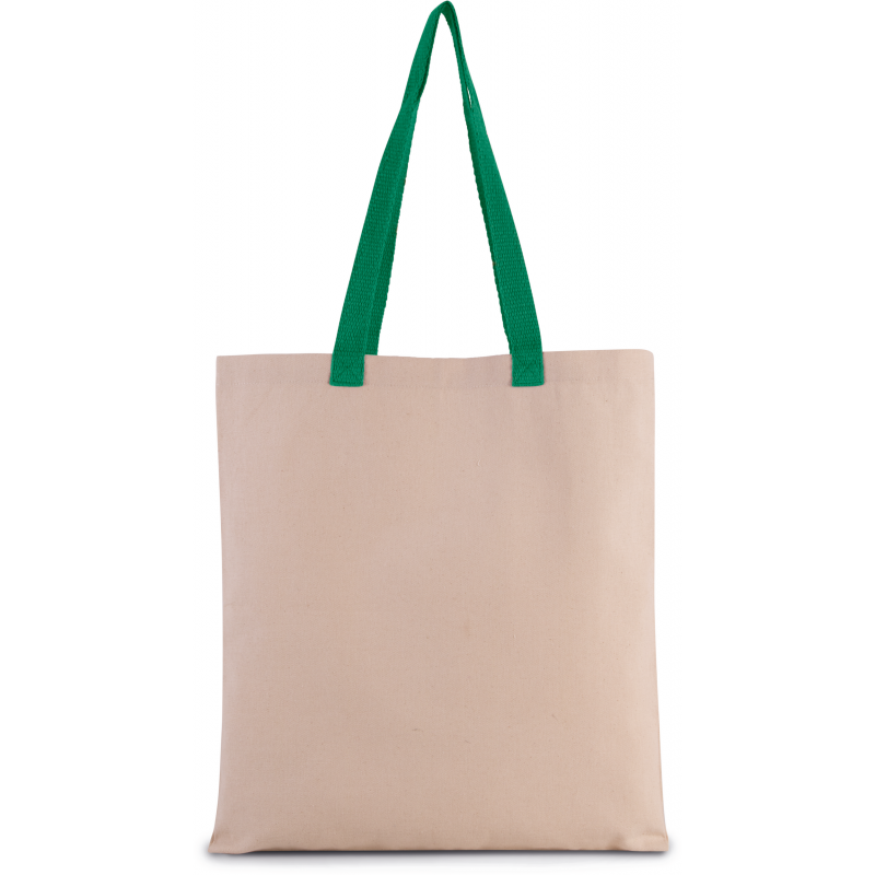 Sac shopping plat en toile avec poignée contrastée