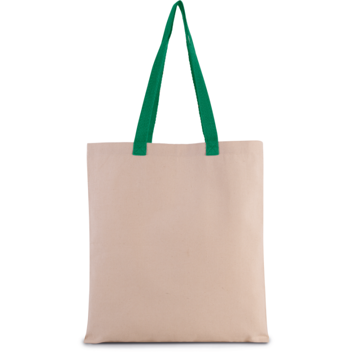Sac shopping plat en toile avec poignée contrastée