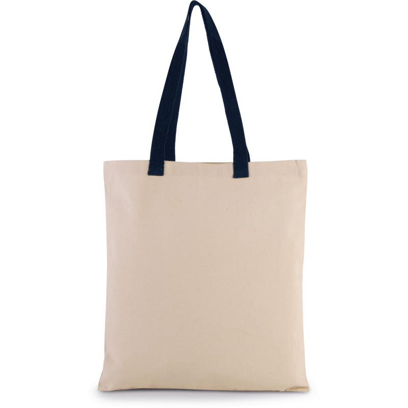 Sac shopping plat en toile avec poignée contrastée
