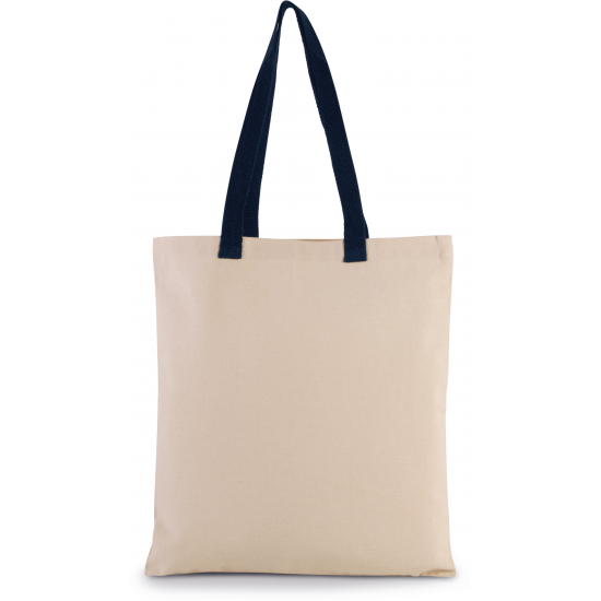 Sac shopping plat en toile avec poignée contrastée