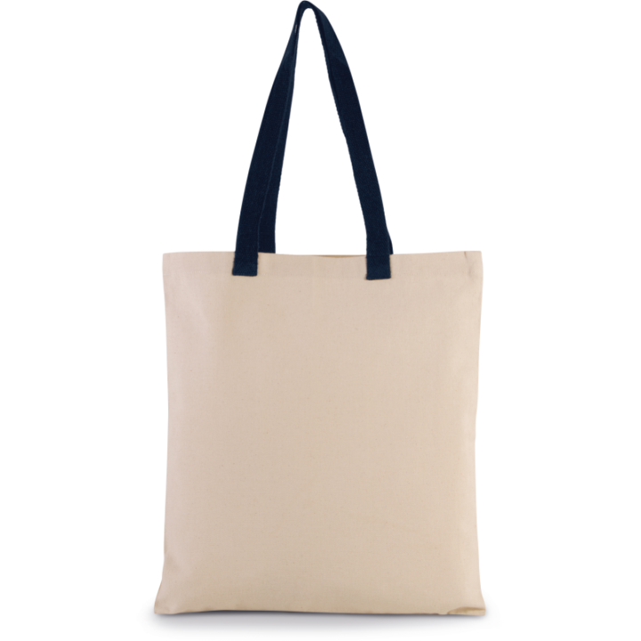 Sac shopping plat en toile avec poignée contrastée