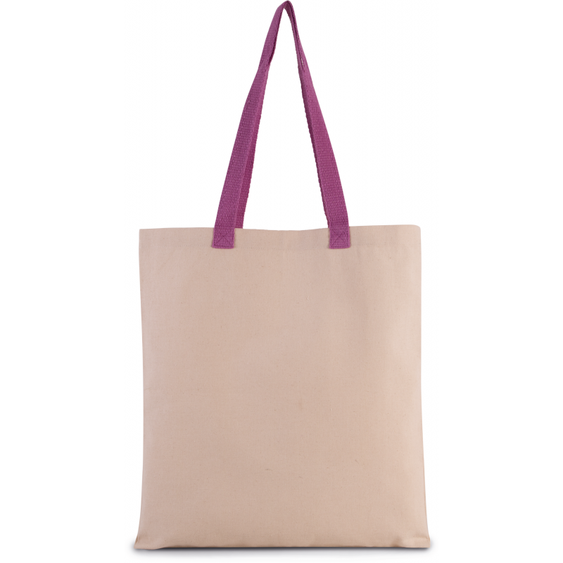 Sac shopping plat en toile avec poignée contrastée