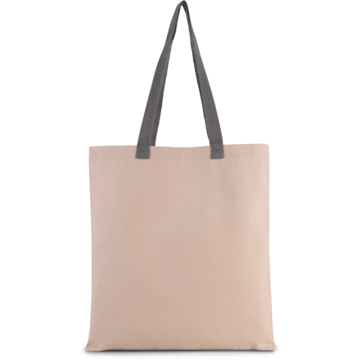 Sac shopping plat en toile avec poignée contrastée
