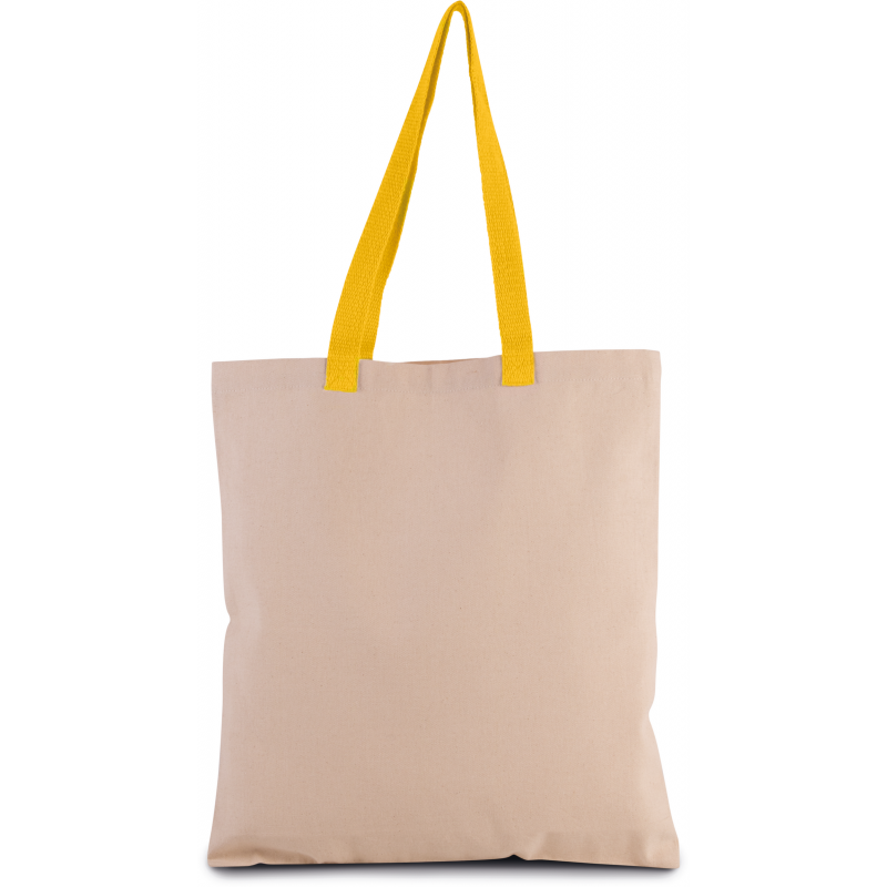 Sac shopping plat en toile avec poignée contrastée