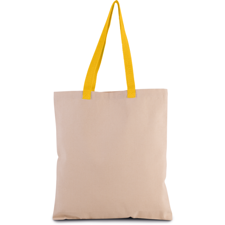 Sac shopping plat en toile avec poignée contrastée