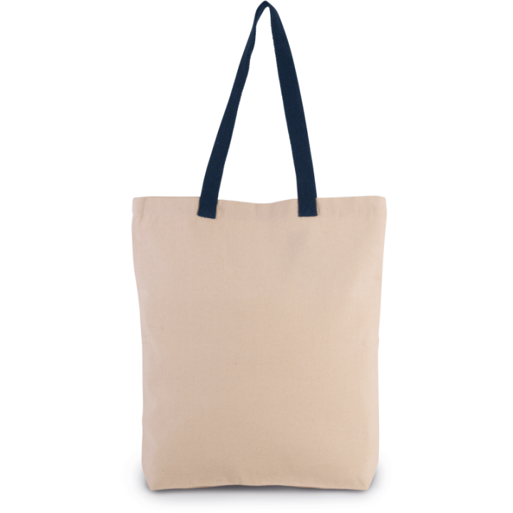 Sac shopping à soufflet avec poignée contrastée