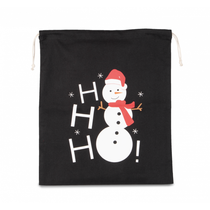 Sac coton à cordon motif bonhomme de neige