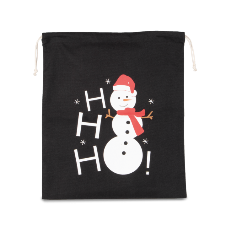 Sac coton à cordon motif bonhomme de neige
