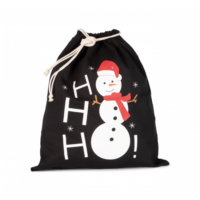 Sac coton à cordon motif bonhomme de neige