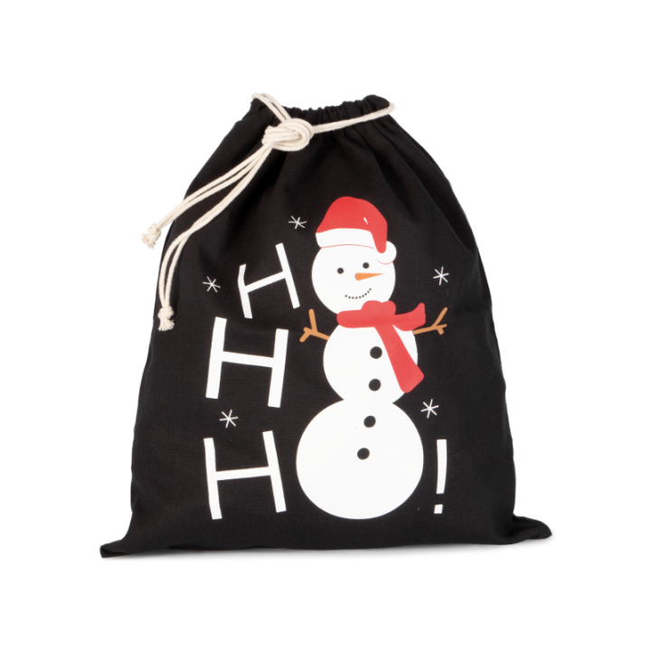 Sac coton à cordon motif bonhomme de neige
