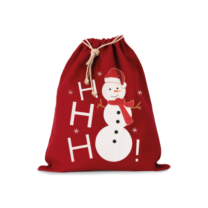 Sac coton à cordon motif bonhomme de neige