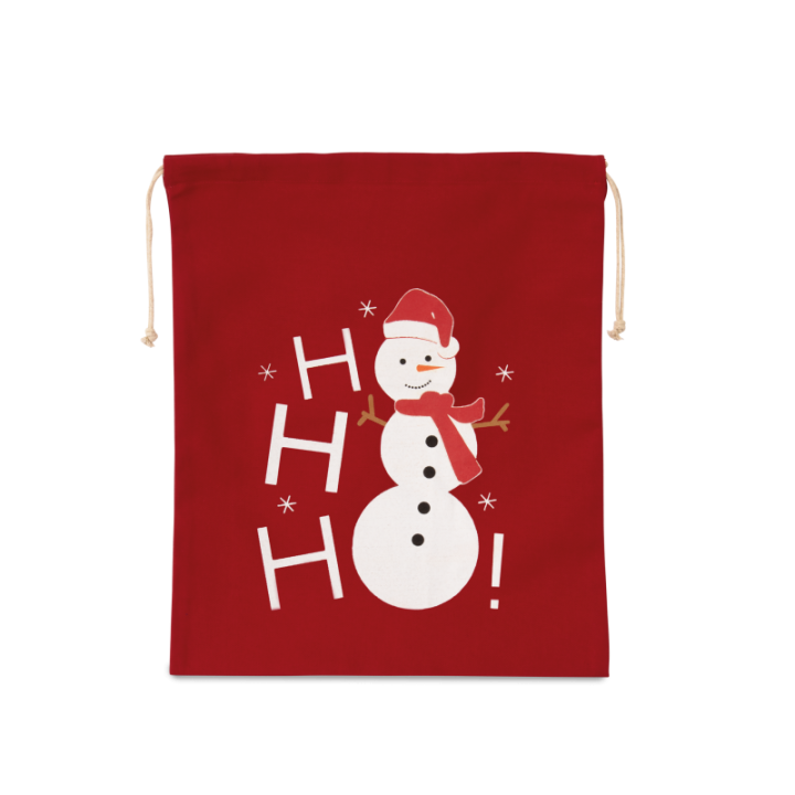 Sac coton à cordon motif bonhomme de neige
