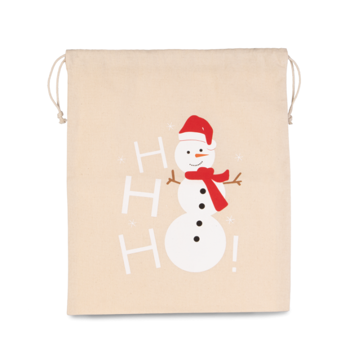 Sac coton à cordon motif bonhomme de neige