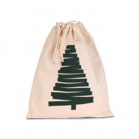 Sac coton à cordon motif sapin