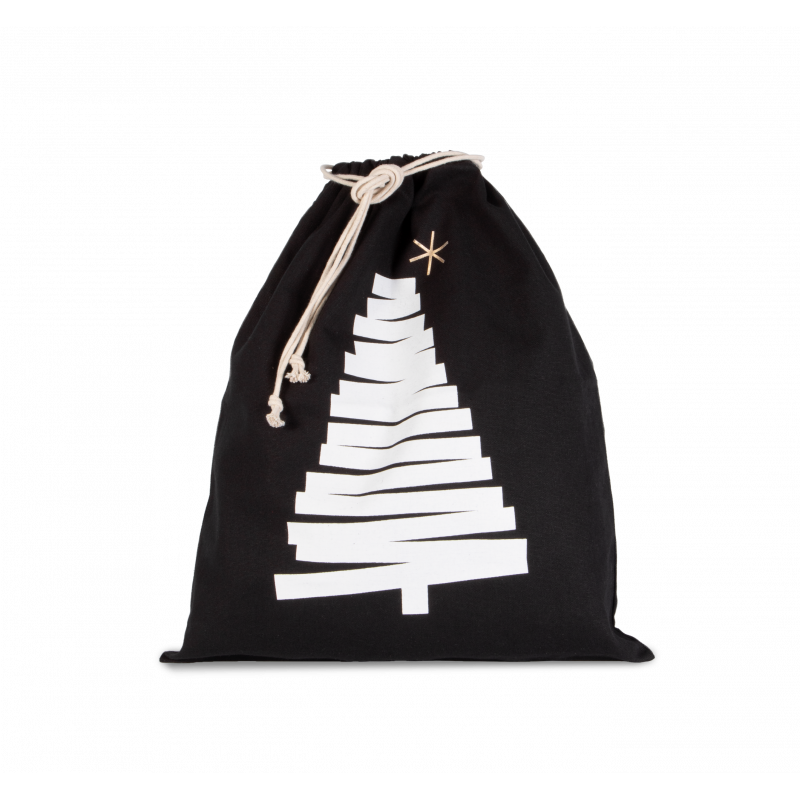 Sac coton à cordon motif sapin