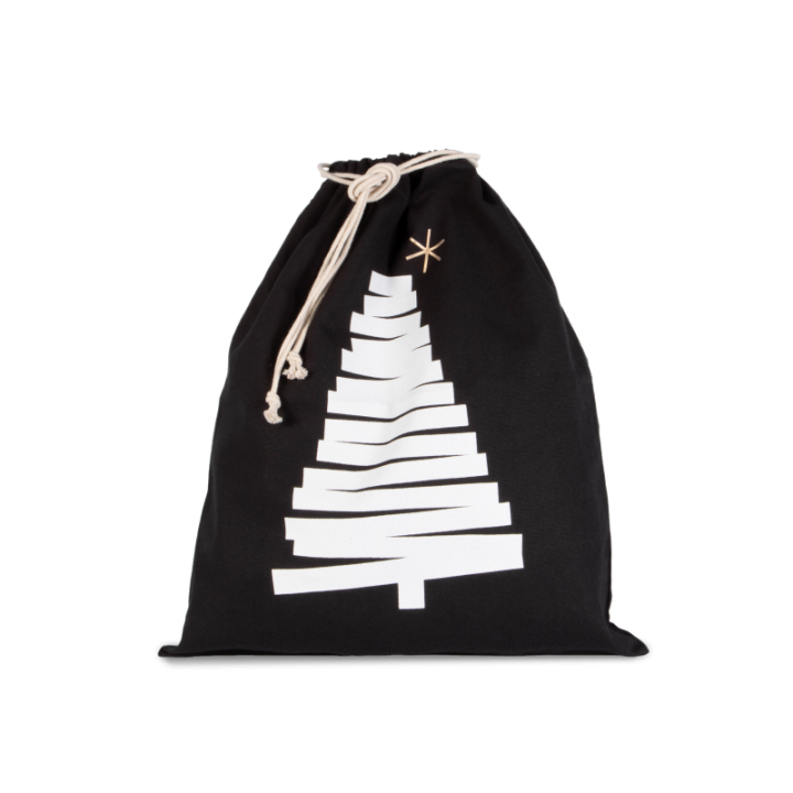 Sac coton à cordon motif sapin