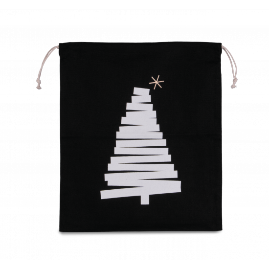 Sac coton à cordon motif sapin