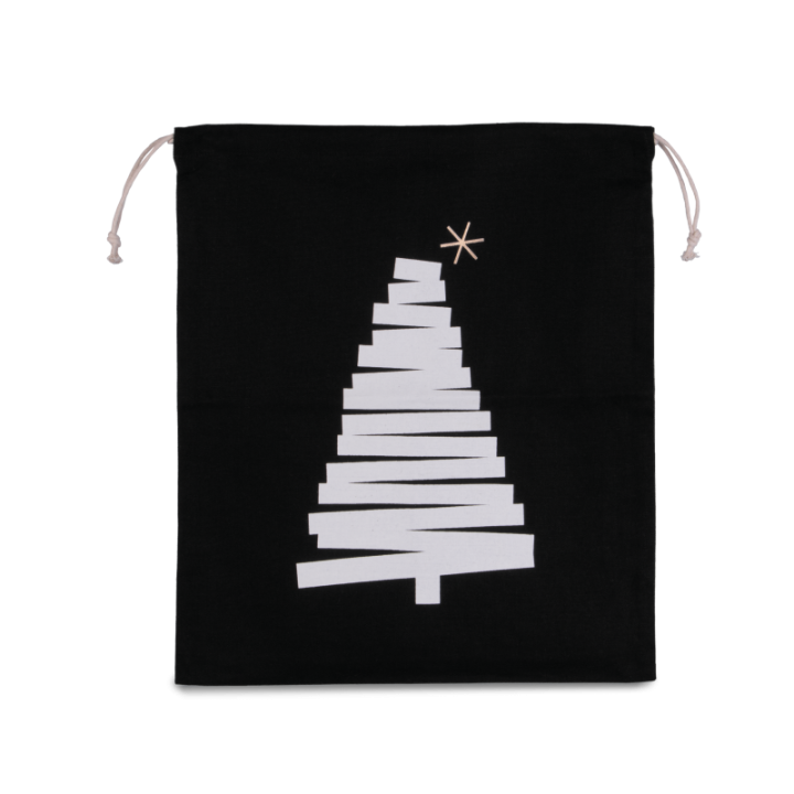 Sac coton à cordon motif sapin