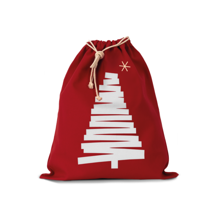 Sac coton à cordon motif sapin