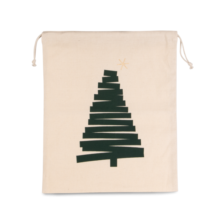 Sac coton à cordon motif sapin