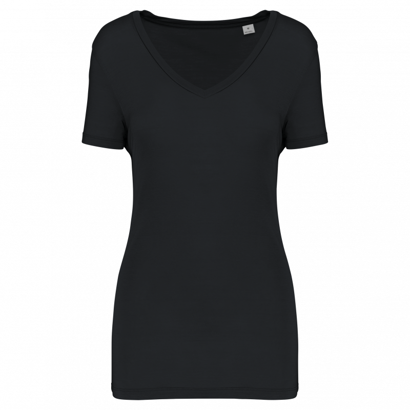 T-shirt lyocell tencel™ col v manches courtes femme - 145 g T-shirt lyocell tencel™ col v manches courtes femme - 145 g