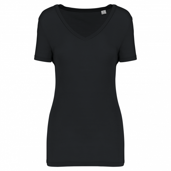 T-shirt lyocell tencel™ col v manches courtes femme - 145 g