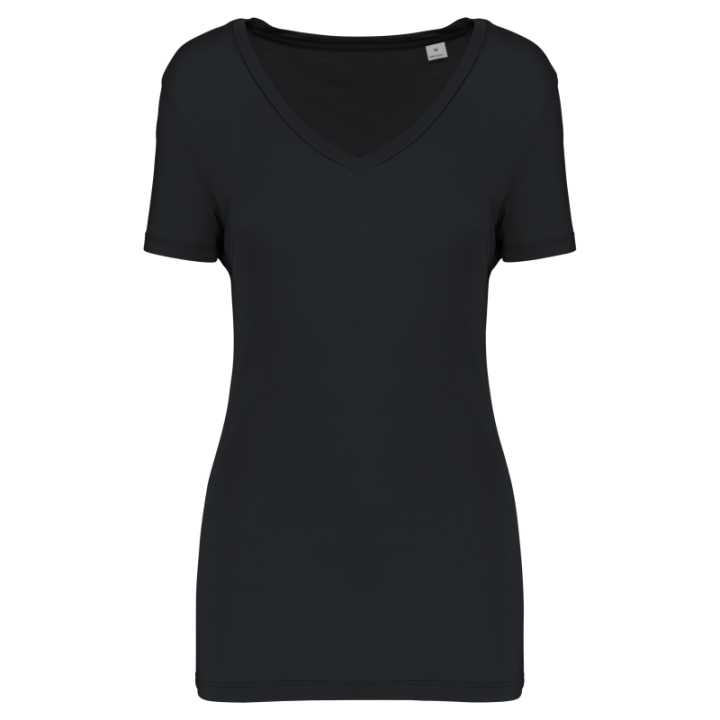 T-shirt lyocell tencel™ col v manches courtes femme - 145 g