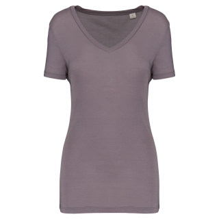 T-shirt lyocell tencel™ col v manches courtes femme - 145 g