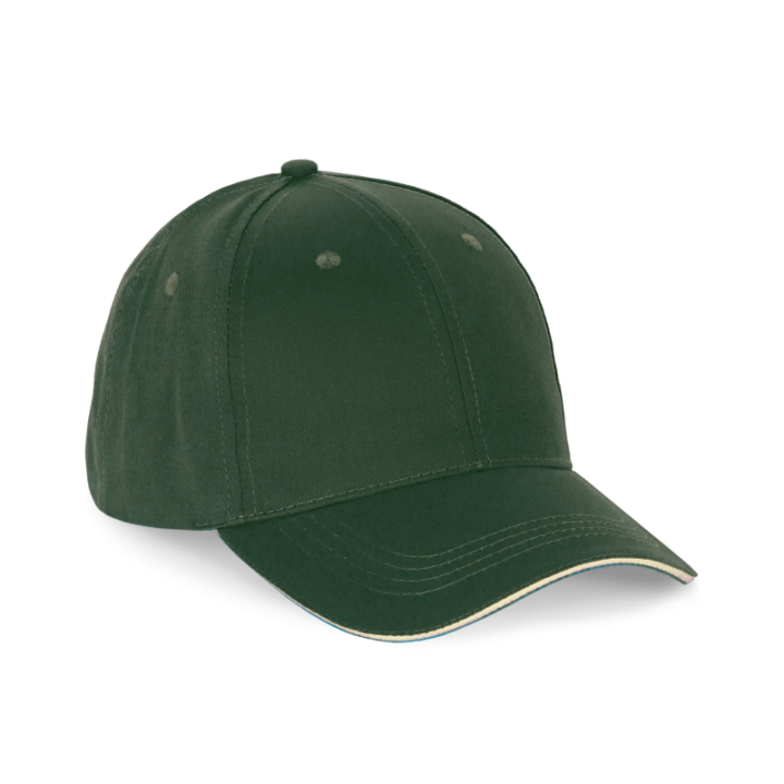Casquette 6 panneaux avec sandwich de visière contrasté
