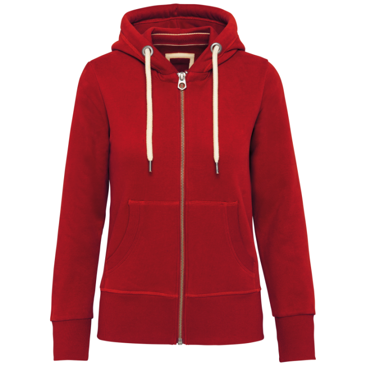 Sweat-shirt vintage zippé à capuche femme
