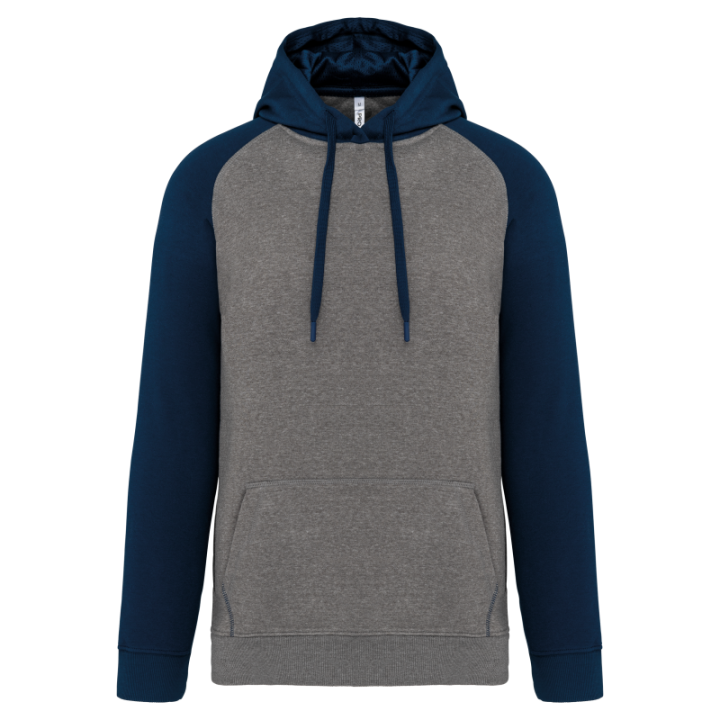 Sweat-shirt capuche bicolore adulte