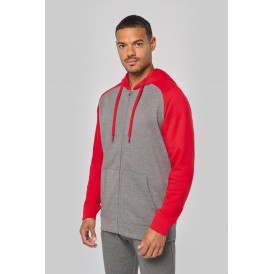 Veste molleton zippée capuche bicolore unisexe